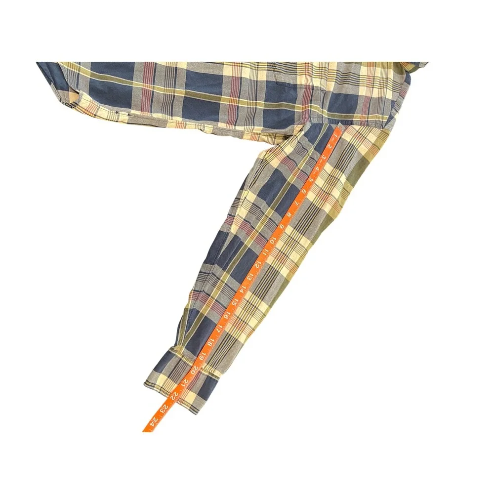 J.Crew Mens Medium Madras Plaid Button Down Shirt Blue Green Long Sleeve Tailor